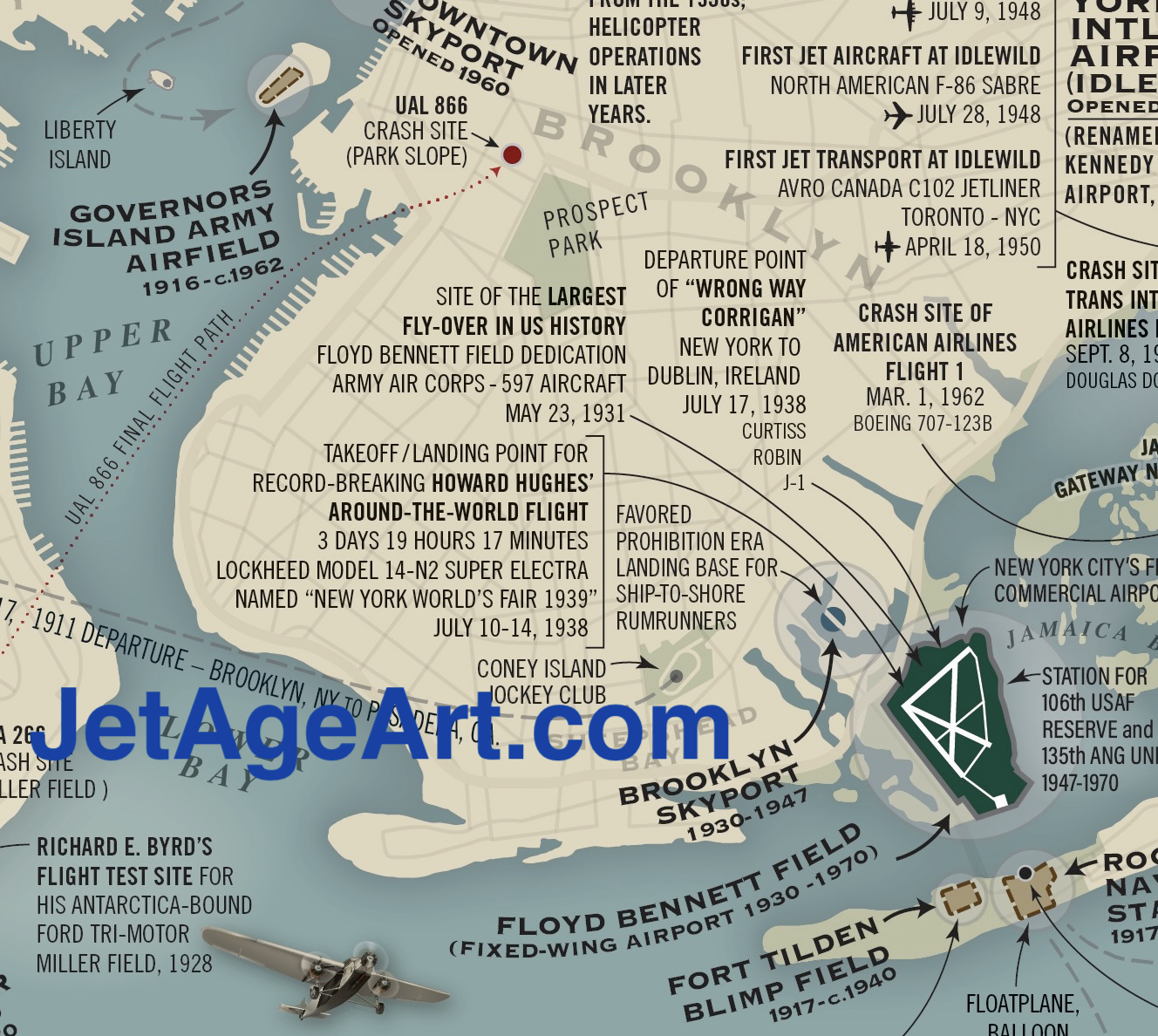 Greater New York Aviation History Map Poster – NYC & Long Island